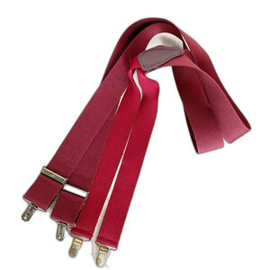 Burgundy Suspenders Clip On Mens One Size Solid Belt Made in England Adjustable